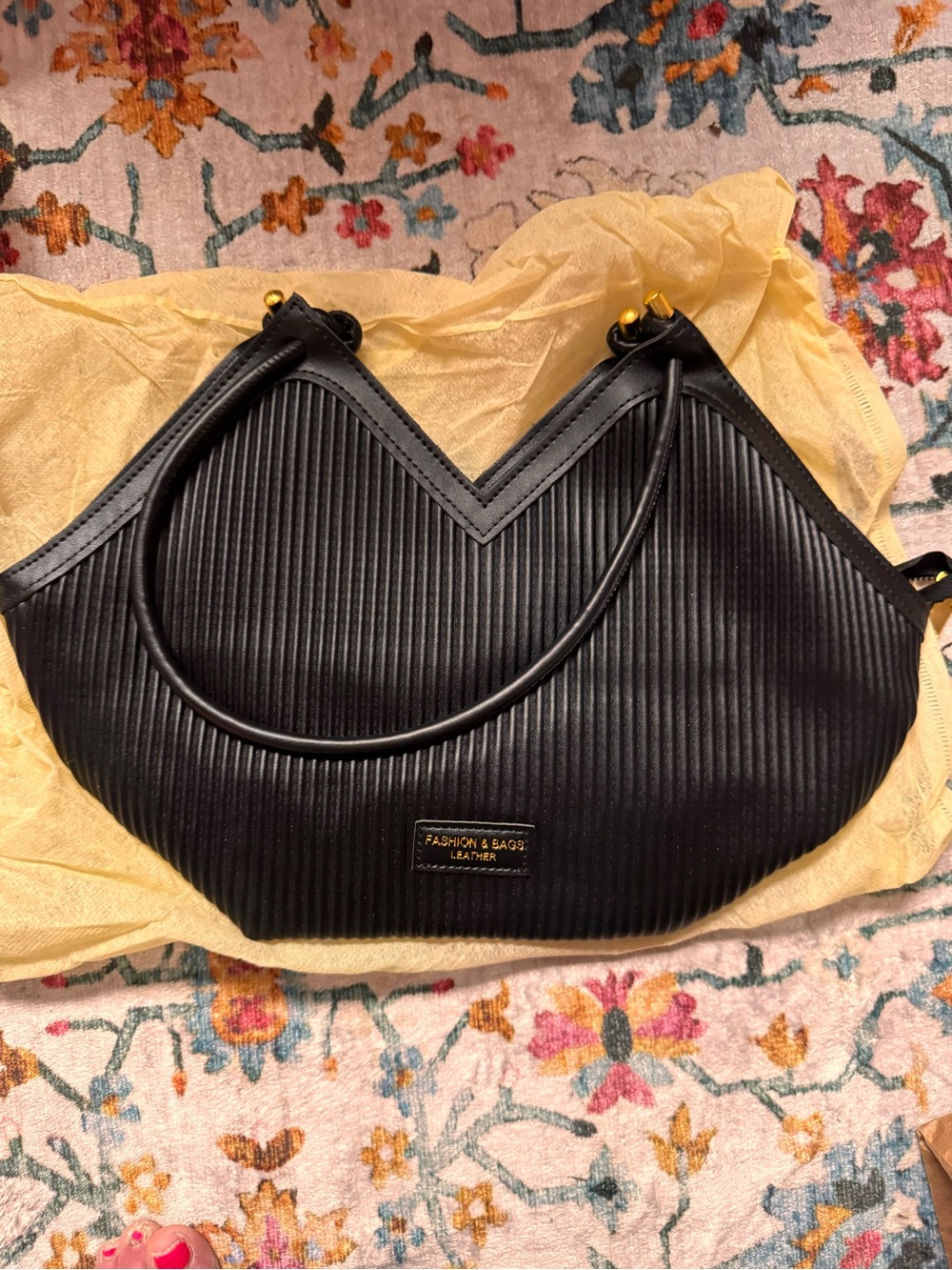 Leather Black Structured Shoulder Bag